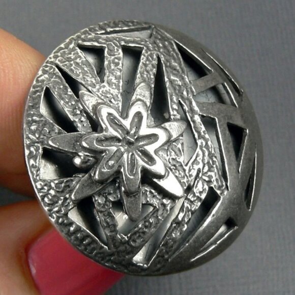 Addy Ronen LARGE Flower Round Sterling SILVER Ring - Picture 4 of 7